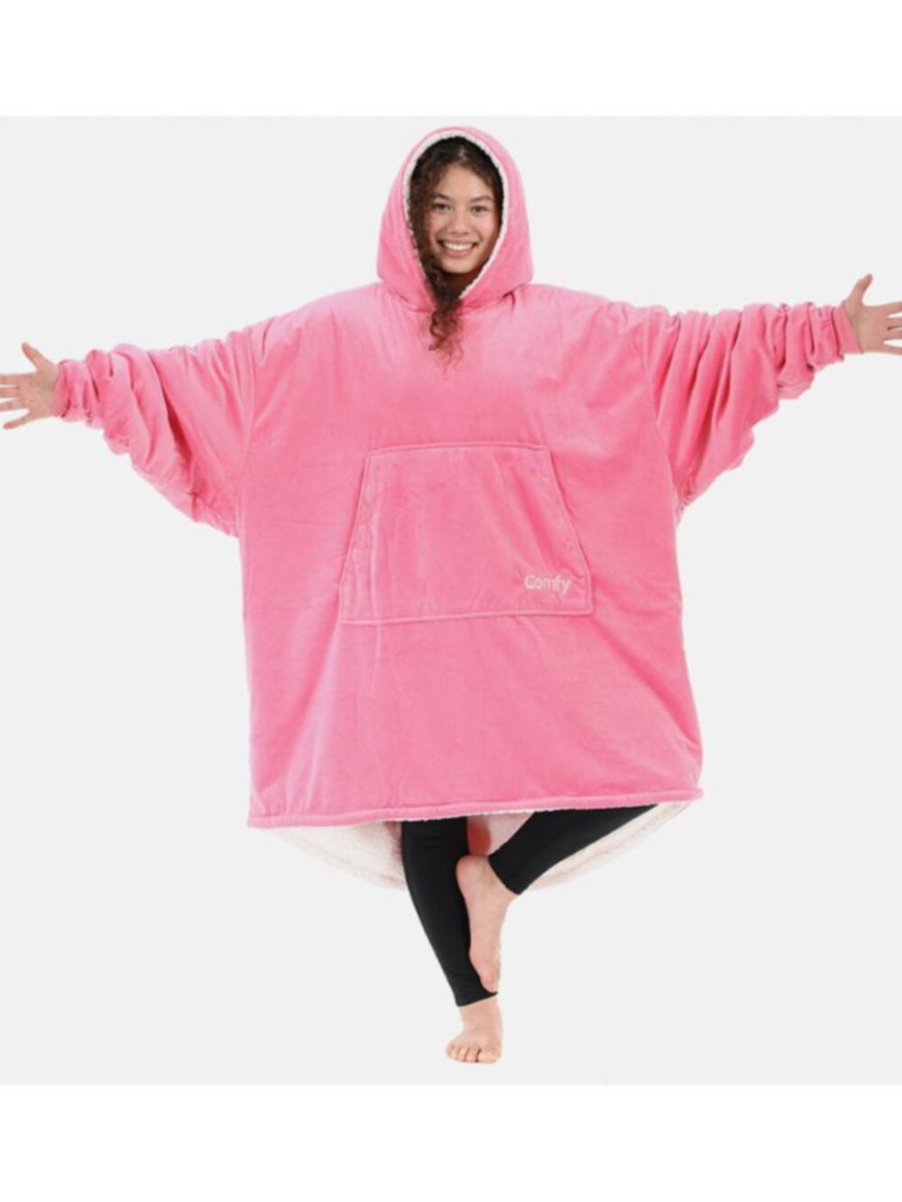 The Comfy Original Sherpa Lined Microfiber Fleece Wearable Blanket in Pink